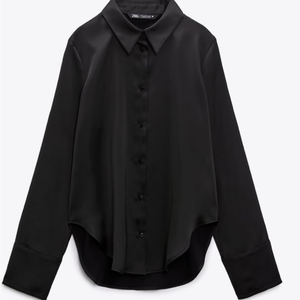 NWT Zara black satin shirt